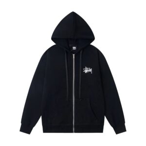 Stussy Basic Zip Hood Classic Logo Print Zipper Hooded Sweatshirt Unisex