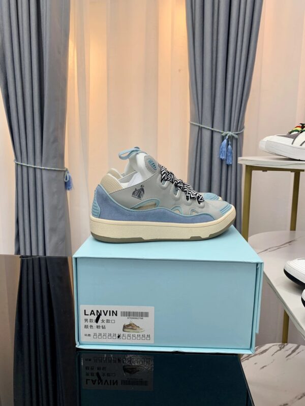 LANVIN Aqua Blue Color-Blocked Sneakers