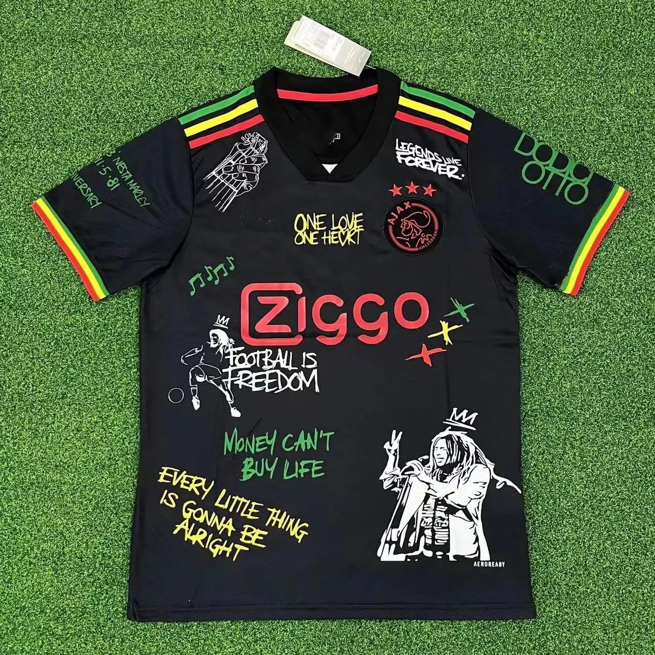 Ajax Bob Marley Black Reggae Graffiti Soccer Jersey