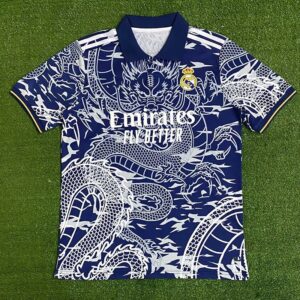 Real Madrid Chinese Dragon Limited Edition Blue-White Chinese-Style Soccer Jersey