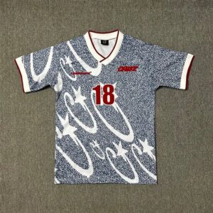 Corteiz Jersey #18 Blue-White-Red Color-Blocked Streetwear Jersey
