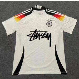 Stussy Germany Collaboration Black-White Color-Blocked Streetwear Jersey