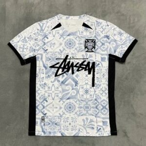 Stussy Blue and White Porcelain Totem Blue and White Streetwear Jersey