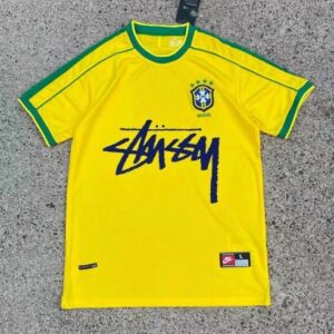 Stussy Brazil Yellow-Green Contrast Street Soccer Culture Jersey