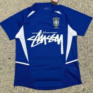 Stussy Brazil Jersey Five-Star Blue & White Streetwear Short-Sleeve Jersey