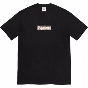 Supreme Plaid Logo Black Streetwear T-Shirt