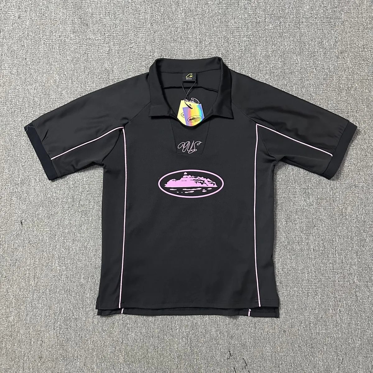 Corteiz Jersey MJ Black & Pink & White Street Sports Polo Shirt