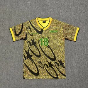 Corteiz Jersey Street Star Pattern Graffiti Yellow-Black Athletic Jersey