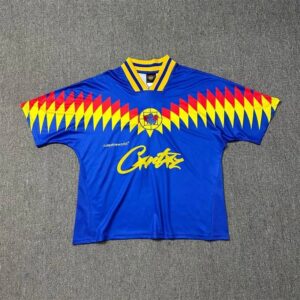 Corteiz Jersey Blue Base Red & Yellow Graffiti Streetwear Short-Sleeve Jersey
