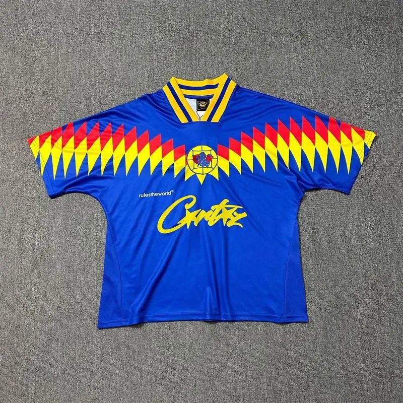 Corteiz Jersey Blue Base Red & Yellow Graffiti Streetwear Short-Sleeve Jersey