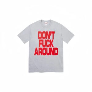 Supreme DON'T FUCK AROUND Gray Street Slogan T-Shirt