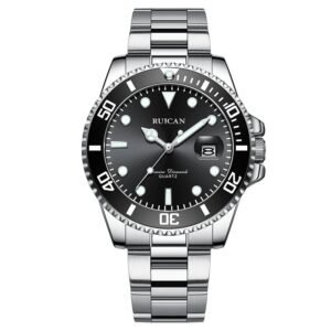 ruican Deep Sea Exploration Black-Silver Sports Diving Watch