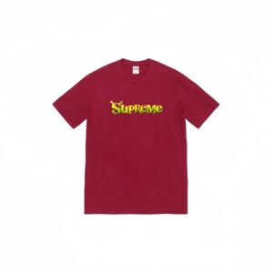 Supreme Letter Print Burgundy Oversized T-Shirt