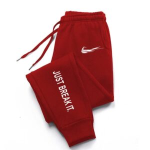 Nike Athletic Casual Series Red Cuffed Sweatpants
