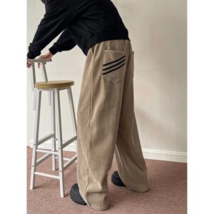 OtherPants TRIPLE STRIPE Khaki Corduroy Wide-Leg Pants