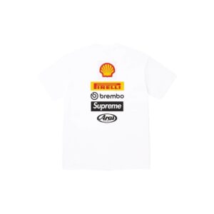 Supreme Collaboration Logo Street Racing-Style White Short-Sleeve T-Shirt
