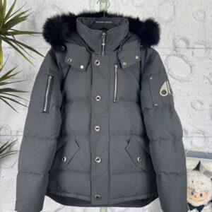 Moose Knuckles Gray Fur-Trimmed Down Jacket
