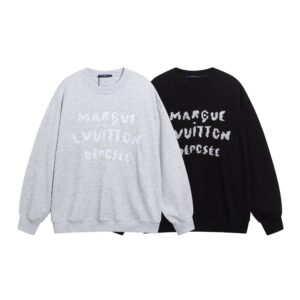 LOUIS VUITTON Oversized Letter Print Hoodie in Black and Gray