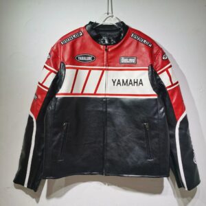 YAMAHA Racing-Style Leather Jacket Red/Black