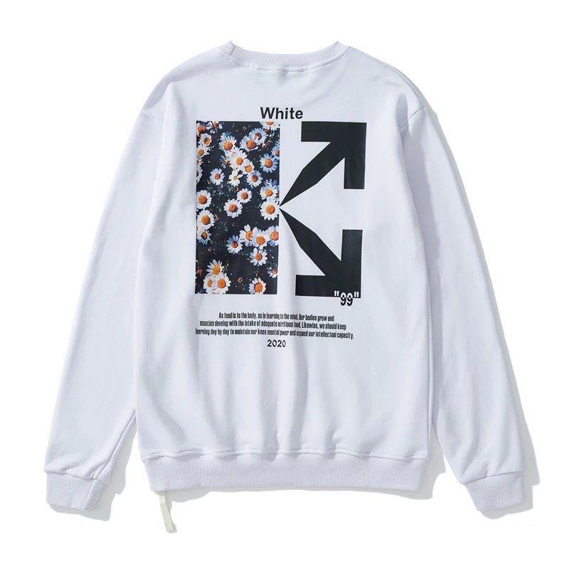 Off-White American Streetwear Print Hoodie White