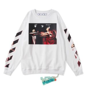 Off-White American Streetwear Streetwear Print Hoodie White