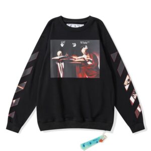 Off-White Streetwear Print Hoodie Black