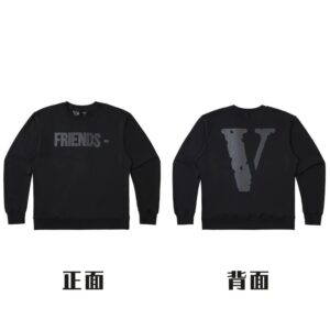 Vlone Friends American Streetwear Crewneck Sweatshirt Black