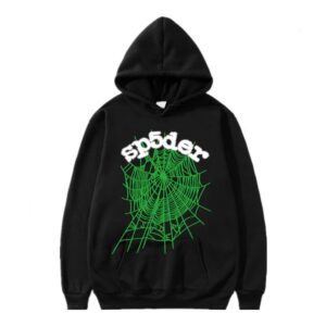 sp5der Spider Web American Streetwear Printed Hoodie - Black