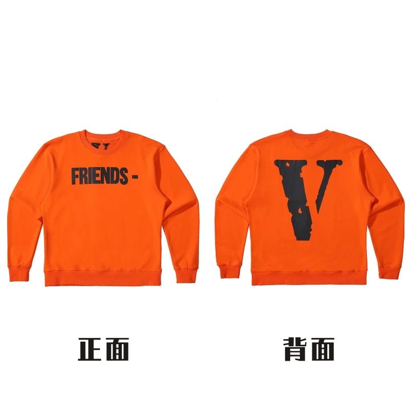 Vlone American Streetwear Printed Sweatshirt Orange