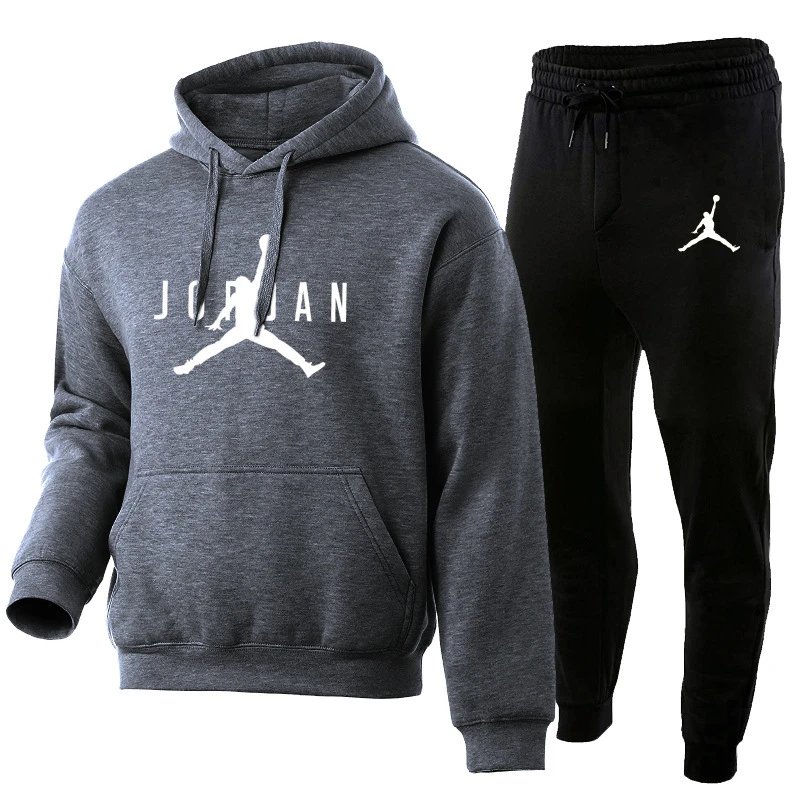 Jordan Hooded Streetwear Set Gray & Black