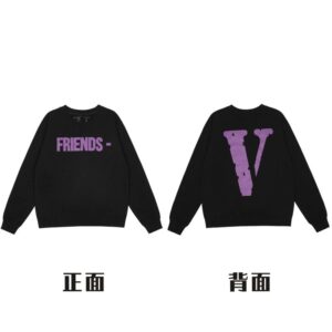Vlone Streetwear Printed Hoodie Black