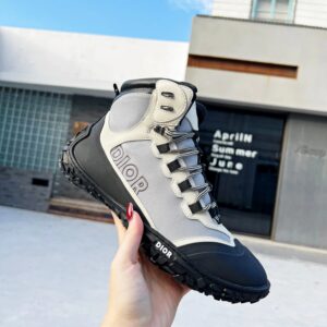 Dior Mountaineering-Style High-Top Boots in Gray-White