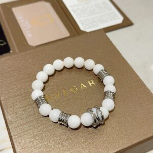 Bvlgari Beaded Minimalist Bracelet in White