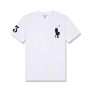 Ralph Lauren Large Horse Embroidered Crew Neck Polo Shirt White