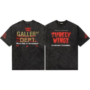 TURKEY WINGZ Distressed Black T-Shirt Gallery Dept