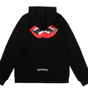 Red Lips Streetwear Black Hoodie Chrome Hearts