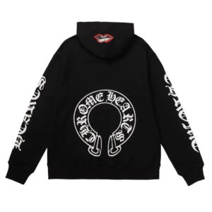 Horseshoe Streetwear Black Hooded Sweatshirt Chrome Hearts