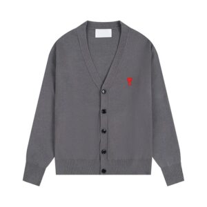 AMI V-Neck Cardigan Gray Sweater