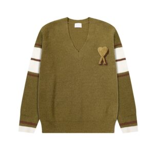 Preppy V-Neck Green Sweater AMI