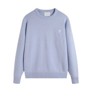 AMI Heart Oversized Light Blue Sweater