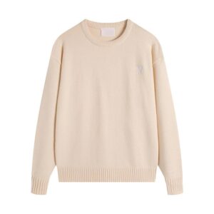 AMI Crew Neck Casual Beige Sweater