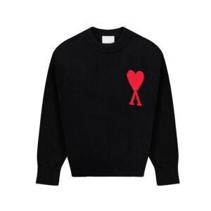 AMI Heart Casual Black Sweater