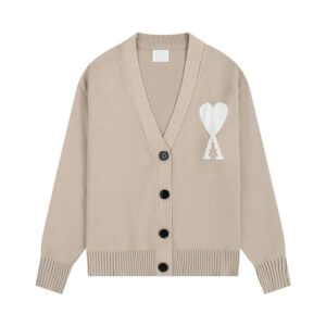 AMI Heart Collection Beige Knit Cardigan