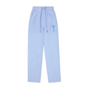 AMI Heart Print Series Light Blue Casual Pants