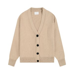 AMI Oversized Beige Knit Cardigan