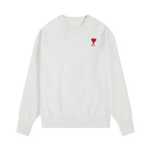 Heart Embroidered White Sweater AMI