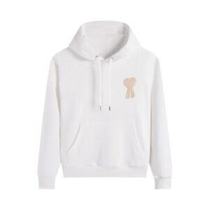 Heart Embroidery White Hoodie AMI