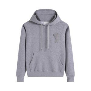 Heart Embroidery Gray Hoodie AMI