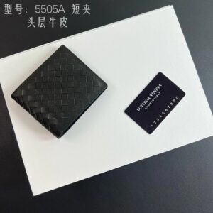 Bottega Veneta Short Woven Black Wallet