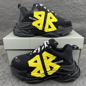 Balenciaga Triple S Black-Yellow Dad Sneakers